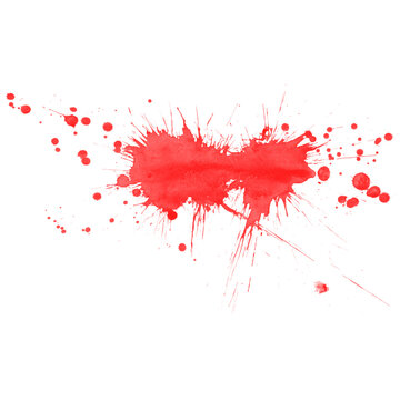 Red paint splash with dripping brush strokes