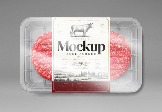 Ground Beef Plastic Tray Mockup