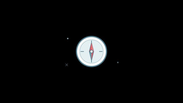 Animated grid of flat compass icons on a black background