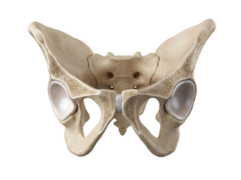 Cross section of human hip joint and socket anatomy isolated on transparent background