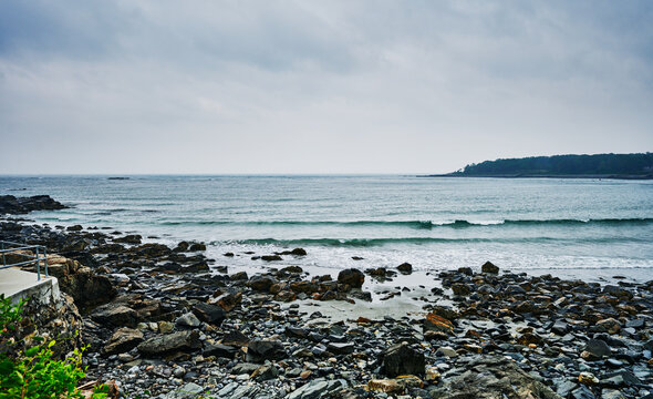 Beach and coastline of York, Maine, New England, United States