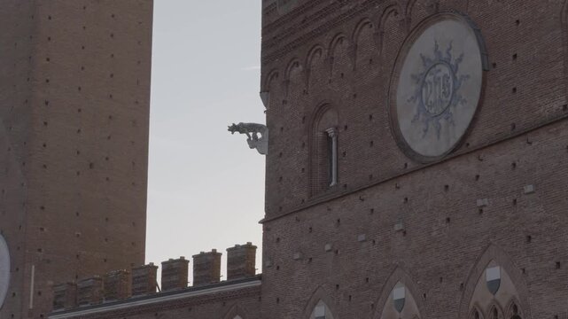 Aerial view of Palazzo Pubblico in Siena, Italy.