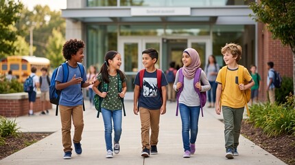 Fototapeta premium Diverse Students Back To School Journey