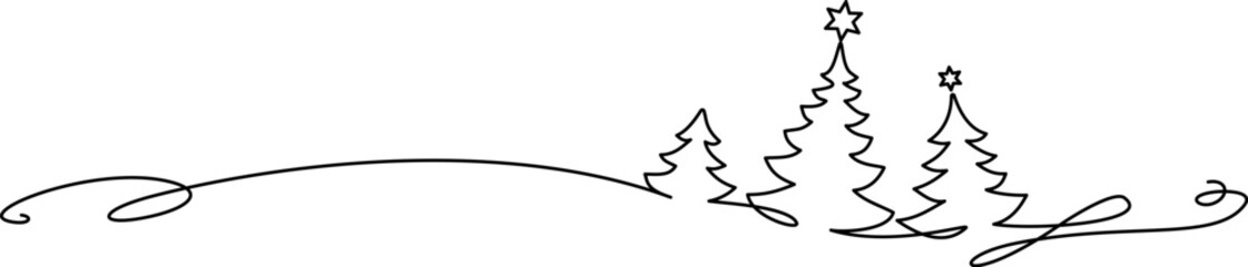 Obraz premium Christmas trees on winter hill. Vector holiday landscape illustration