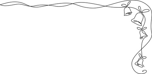 Obraz na płótnie Canvas minimalist Christmas bells corner frame. Vector holiday border illustration