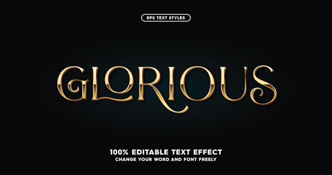 Glorious: Elegant and royal gold text effect, editable shiny sparkle text style, clean textured background
