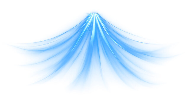Ceiling ventilation diffuser blowing cool blue air downward. Fresh air conditioner airflow stream isolated on transparent background