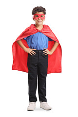 Boy in a superhero costume with a red cape and mask © Ljupco Smokovski