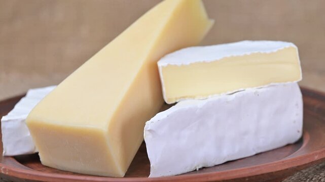 cheese mix featuring Parmesan, Brie, blue cheese, and Camembert.