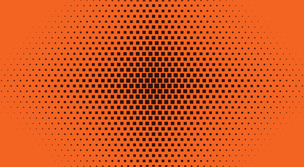 Obraz premium Orange and black halftone radial gradient pop art background