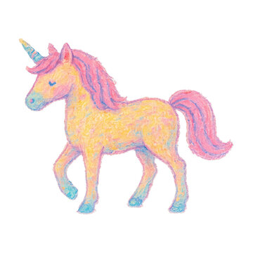 PNG Colorful crayon unicorn illustration.