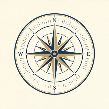 Nautical compass rose vintage style design with cardinal directions nautical chart direction sign navigation tool map element adventure gear exploration icon nautical navigation