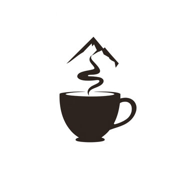 Minimalist graphic coffee cup icon with mountain shape steam coffee logo graphic design morning coffee hot beverage abstract coffee mountain peak coffee time coffee break cafe brand