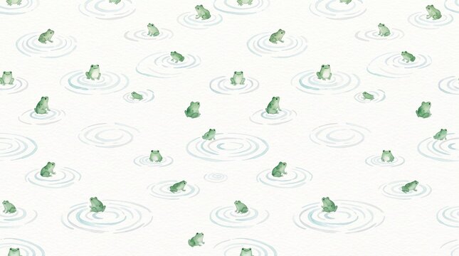 watercolor green pattern. cute baby pattern with frogs. seamless illustration with animals. Cute frog seamless pattern. Watercolor baby frog illustration. Green foliage textile design. 