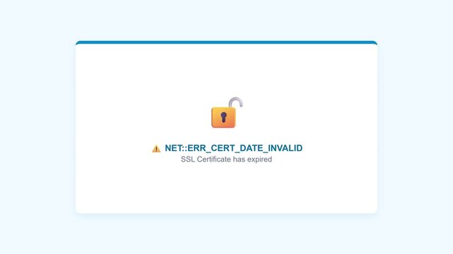 Digital network security certificate error message glitch sequence
