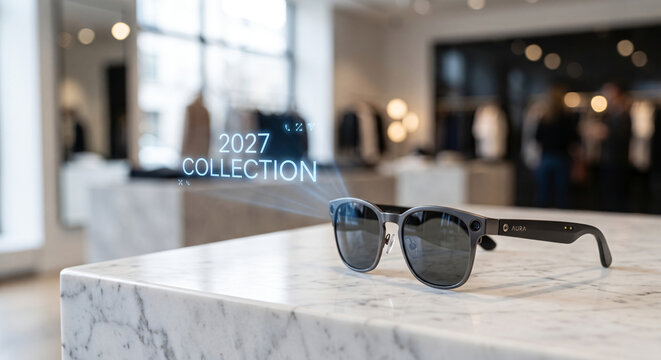 Sunglasses in a luxury clothing store 2027.