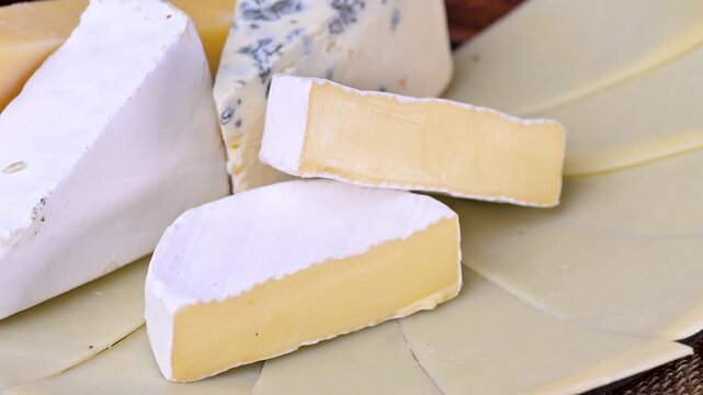 cheese mix featuring Parmesan, Brie, blue cheese, and Camembert.