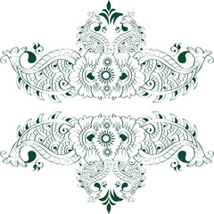 Symmetrical Green Floral Henna Border Design © CAN354