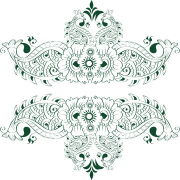 Symmetrical Green Floral Henna Border Design