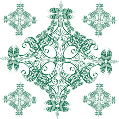 Green Ethnic Tribal Mandala Seamless Pattern Vector © CAN354