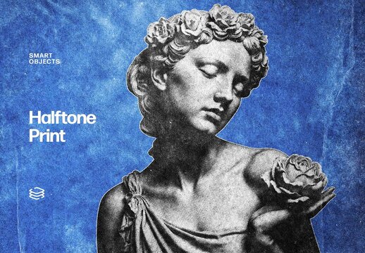 Classical Statue Halftone Print Effect For Poster And Social Media Design