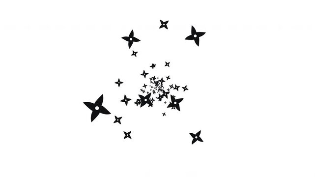 Ninja background featuring black shuriken stars scattered on white