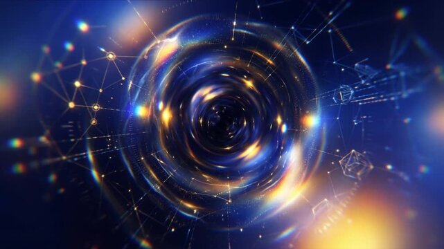 チタンブラックの空間で発光ポラリトンが広がるフィンテック背景映像