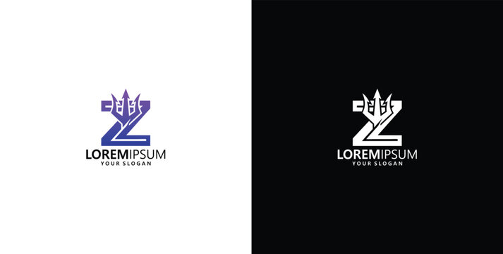 Modern initial Z logo icon featuring a stylized royal trident crown for ocean or sea themed corporate business identity