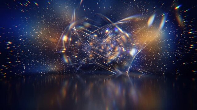 チタンブラックの空間で発光ポラリトンが広がるフィンテック背景映像