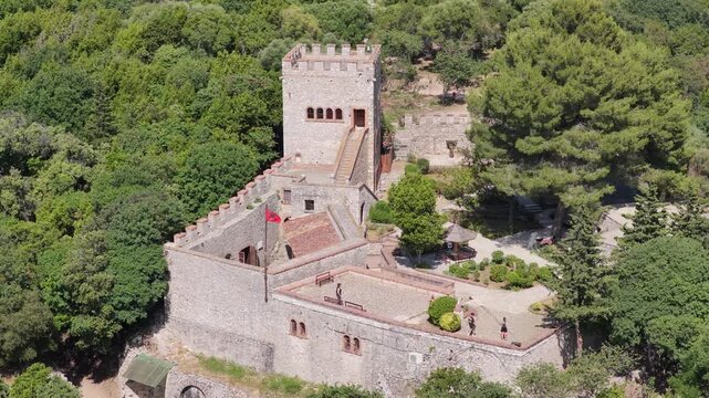 Aerial view of Ali Pasha Castle in Ksamil, Albania.