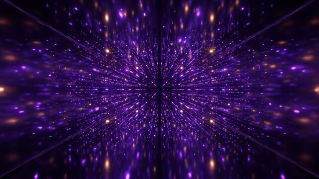 半導体基板の中心から光データパルスが凝縮拡散するCG背景映像