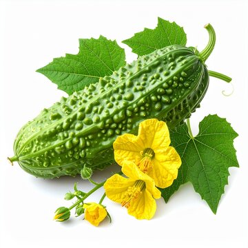 Bitter Melon Momordica charantia Medicinal Plant. Isolated 