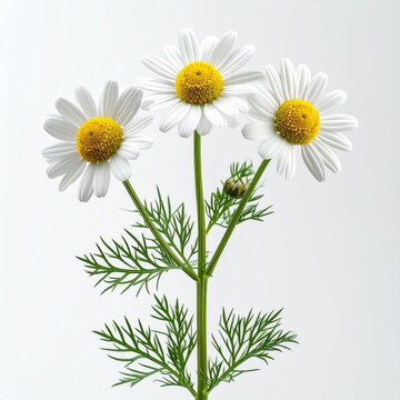 Chamomile Matricaria chamomilla Medicinal Flowers. Isolated 
