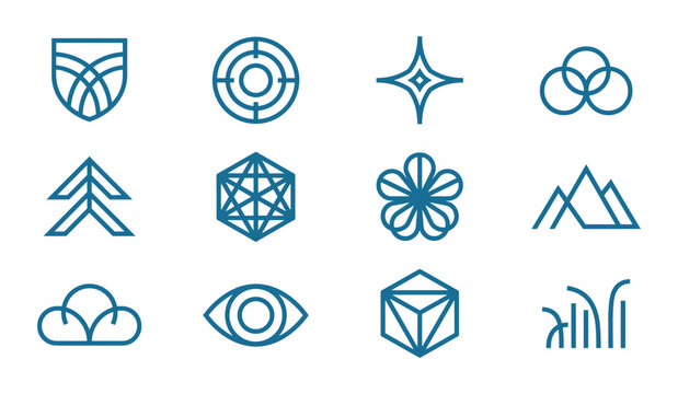 Abstract logo mark set with target and eye and mountain line
