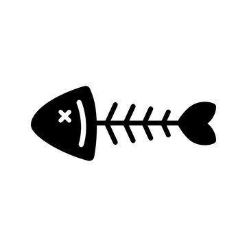 Dead fish. Environment, water pollution, nature, problem concepts. Glyph vector design isolated illustration.