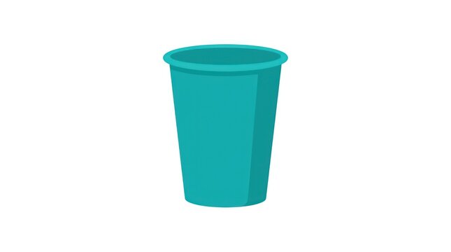 Teal plastic cup isolated on white background vector illustration