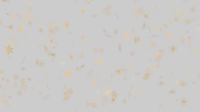 Falling golden snowflakes abstract graphic background for winter