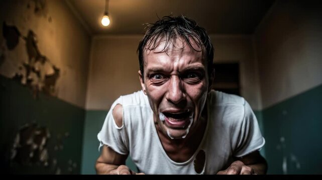 Human viral malady: rabies disease, virus contagion, rhabdovirus pathogen, madness symptom, aggressive delirium, foaming mouth, neurologic decline, medical affliction.