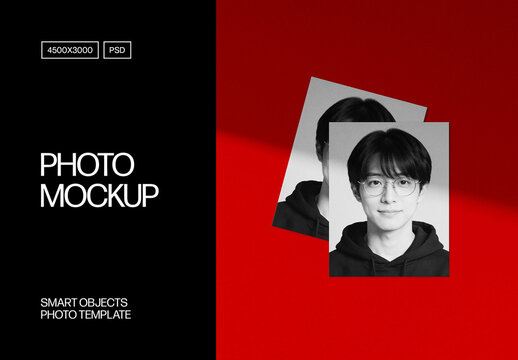 Red Passport Photo Mockup For Branding And Personal Design