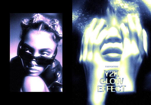 Vertical Y2K Glow Effect For Poster And Print Design