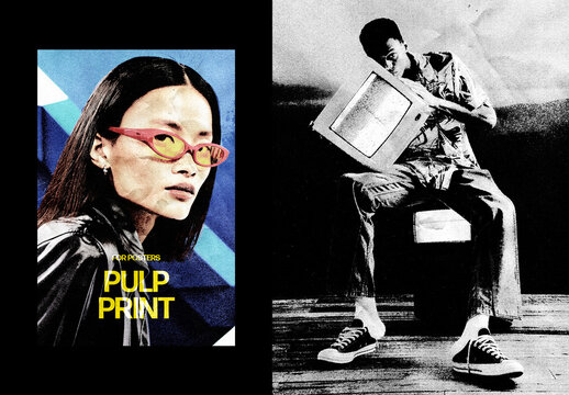 Vertical Pulp Print Effect For Poster And Print Design