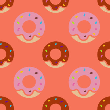 seamless pattern with colorful circles donuts