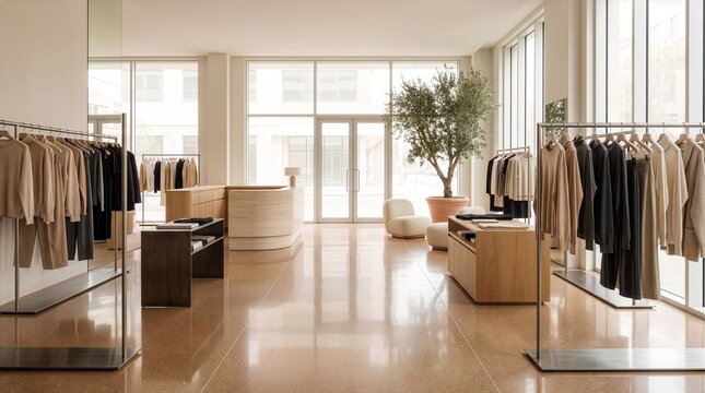 Luxury fashion store with contemporary interior design