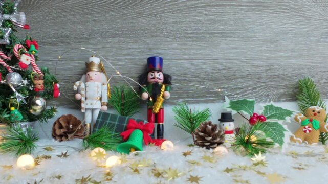 Christmas decoration scene with nutcracker soldiers
