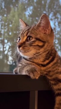 Portrait of a cat on tha window