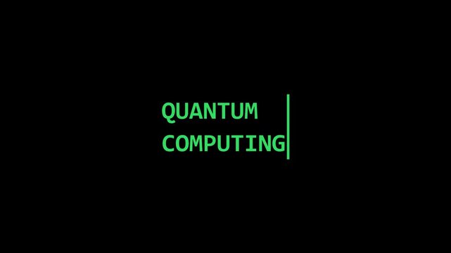 Quantum computing glitch text appearing on a dark terminal screen