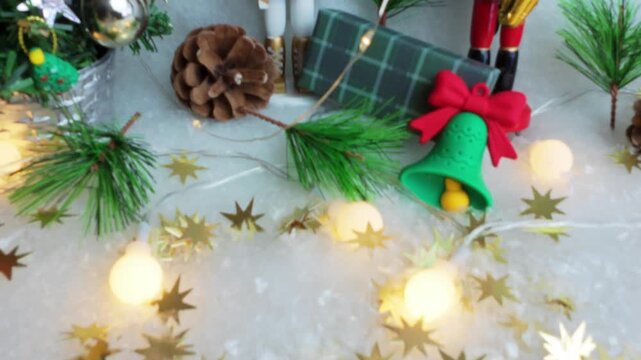 Christmas scene with nutcrackers and holiday decorations