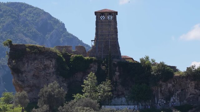 Aerial view of Kruja Castle Hammam in Albania.