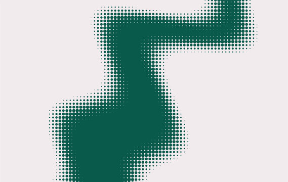 Abstract halftone pattern with jagged edges and a teal color scheme on a white background