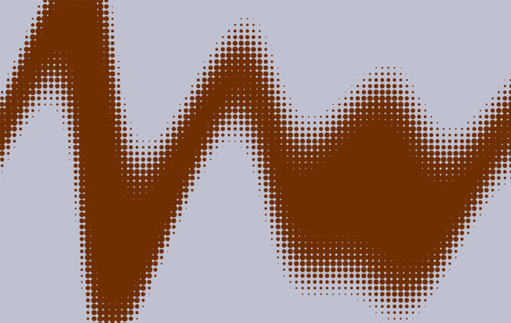 Halftone wave pattern features a textured brown design against a light gray backdrop texture
